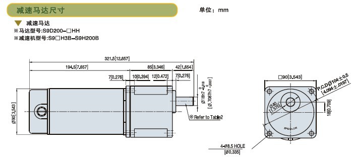 SPG标准型永磁直流马达 S9D系列200W