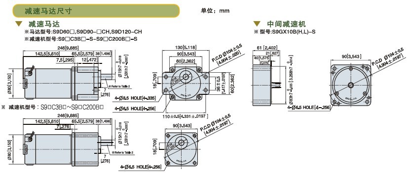 SPG标准型永磁直流马达 S9D系列60-120W