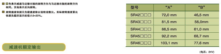 SPG永磁直流马达 SR系列减速马达