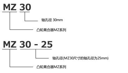 MZ型号表示举例